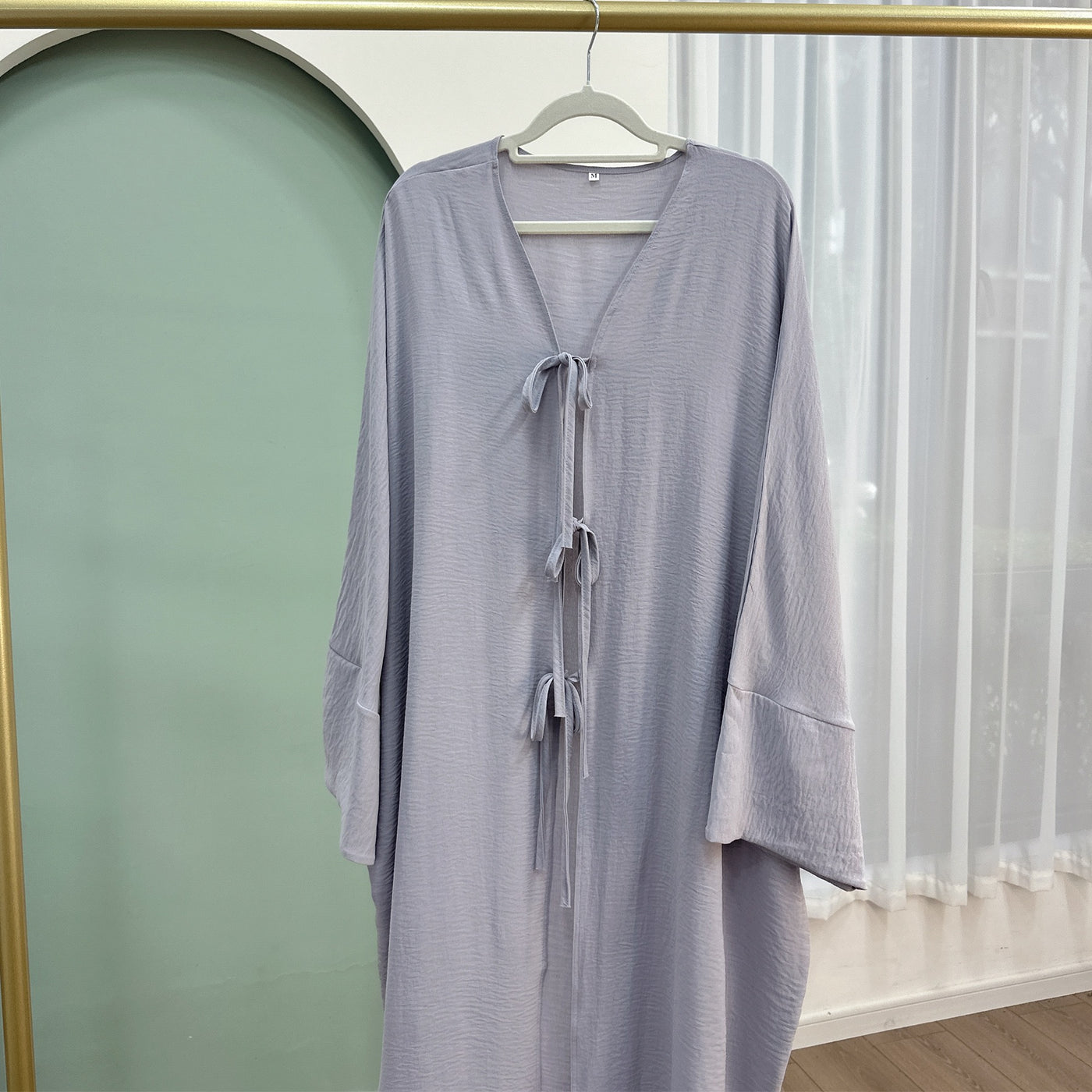 LM063 Crepe Kimono Style Open Abaya with Jazz Tie Front | Summer Modest Islamic Wear for Women