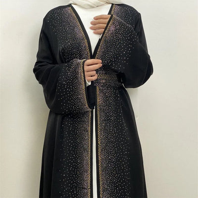 LM061 Galaxy Abaya Glitter Rhinestone Diamonds Embellished with Belt-lumosmodesty