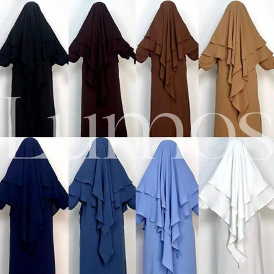 LM508 Two Layers Khimar Crepe Cotton - LumosModesty