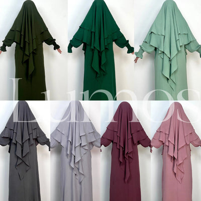 LM508 Two Layers Khimar Crepe Cotton - LumosModesty