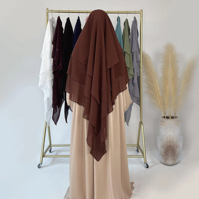 LM509 New Three Layer chiffon Khimar - LumosModesty