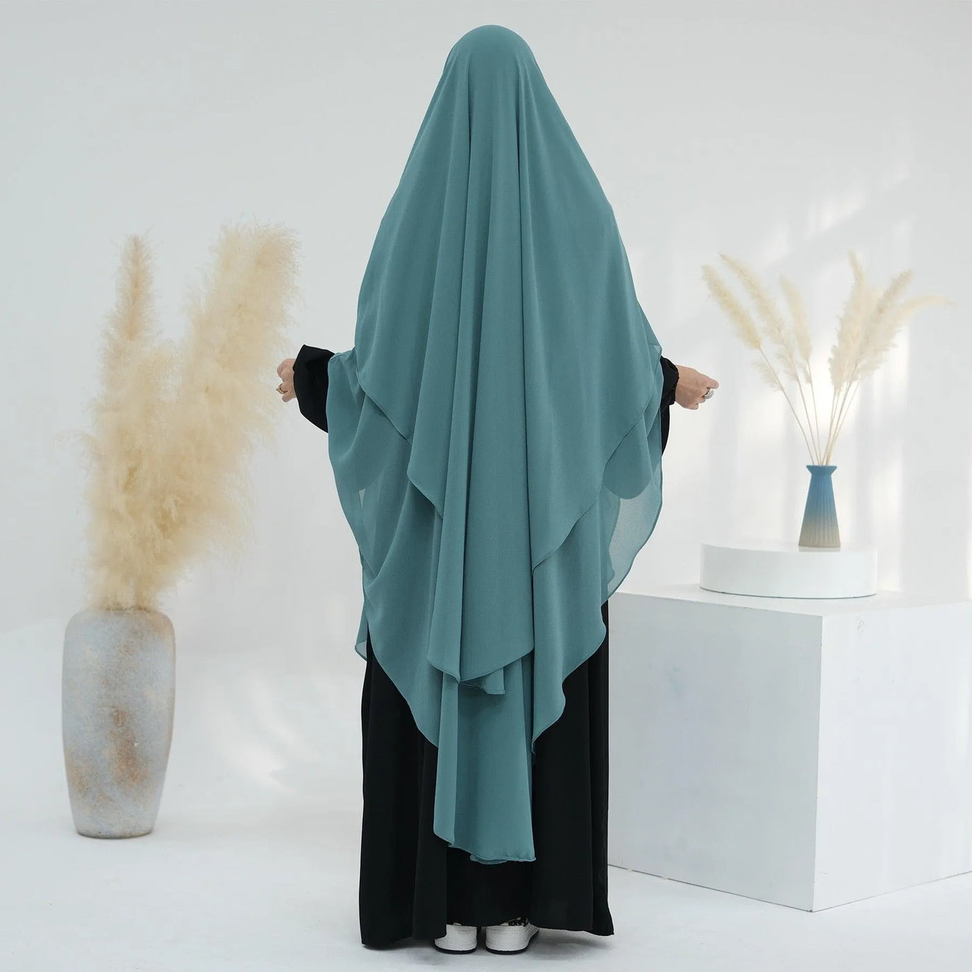 LM510 Double Layers Long Khimar Maxi Chiffon-lumosmodesty