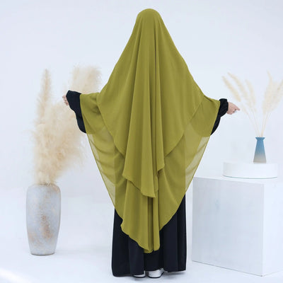 LM510 Double Layers Long Khimar Maxi Chiffon-lumosmodesty