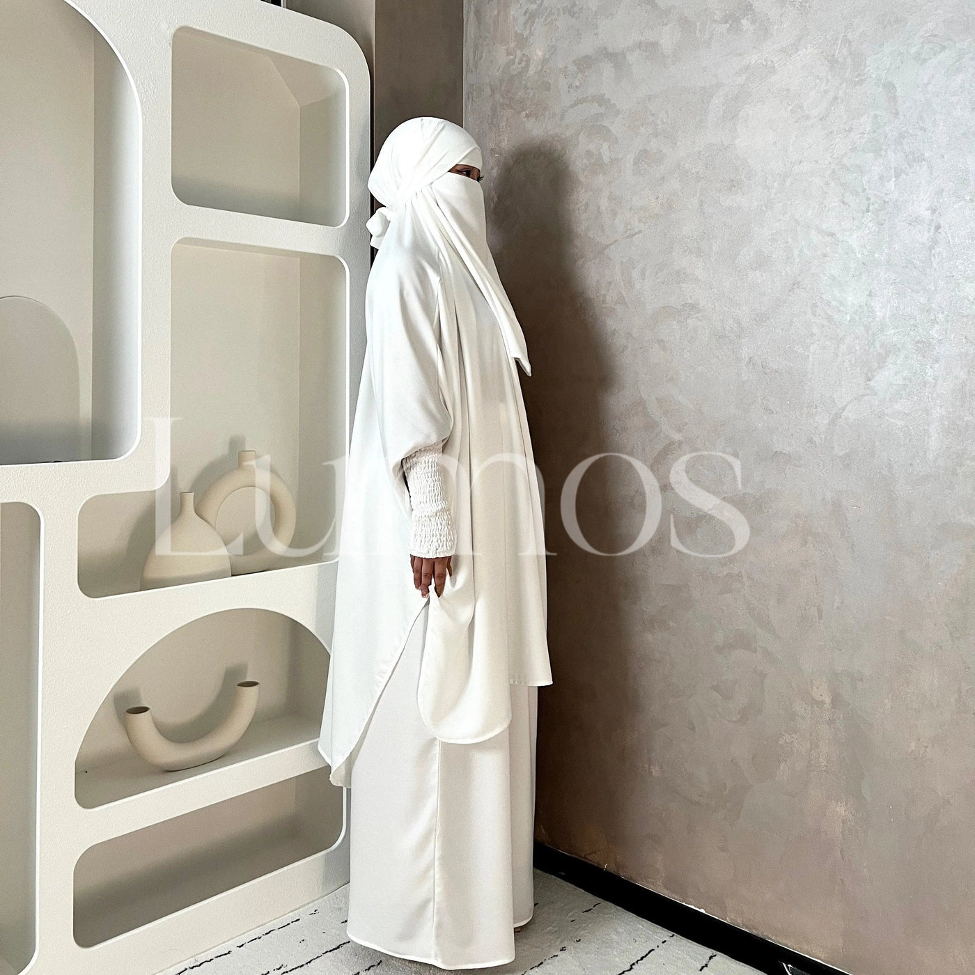 Umrah Collection White Jilbab Prayer Set Islamic Mecca Translucent Muslim Women - LumosModesty