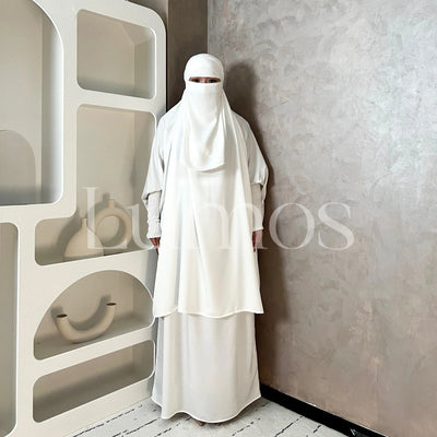 Umrah Collection White Jilbab Prayer Set Islamic Mecca Translucent Muslim Women - LumosModesty