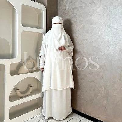 Umrah Collection White Jilbab Prayer Set Islamic Mecca Translucent Muslim Women - LumosModesty