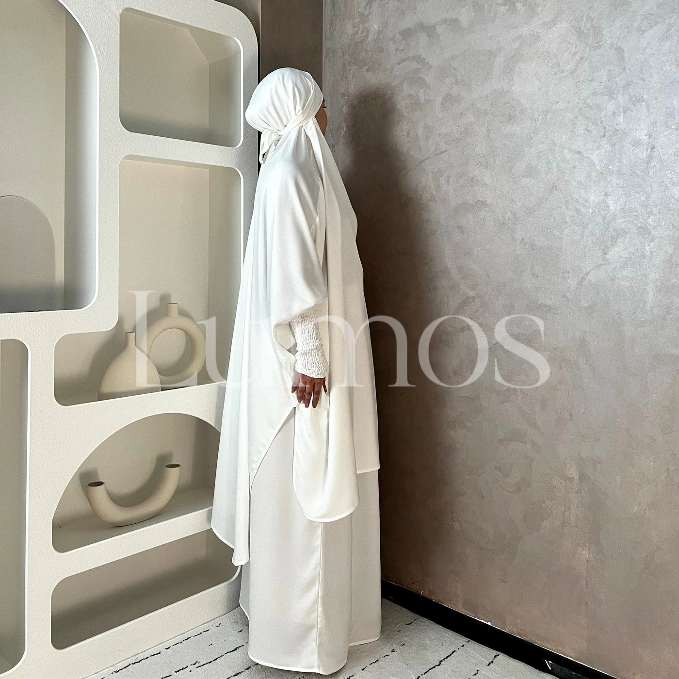 Umrah Collection White Jilbab Prayer Set Islamic Mecca Translucent Muslim Women - LumosModesty